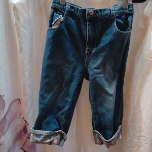 Size 5 reg talla cute flower embroidered cuff girls jeans some fray near button
